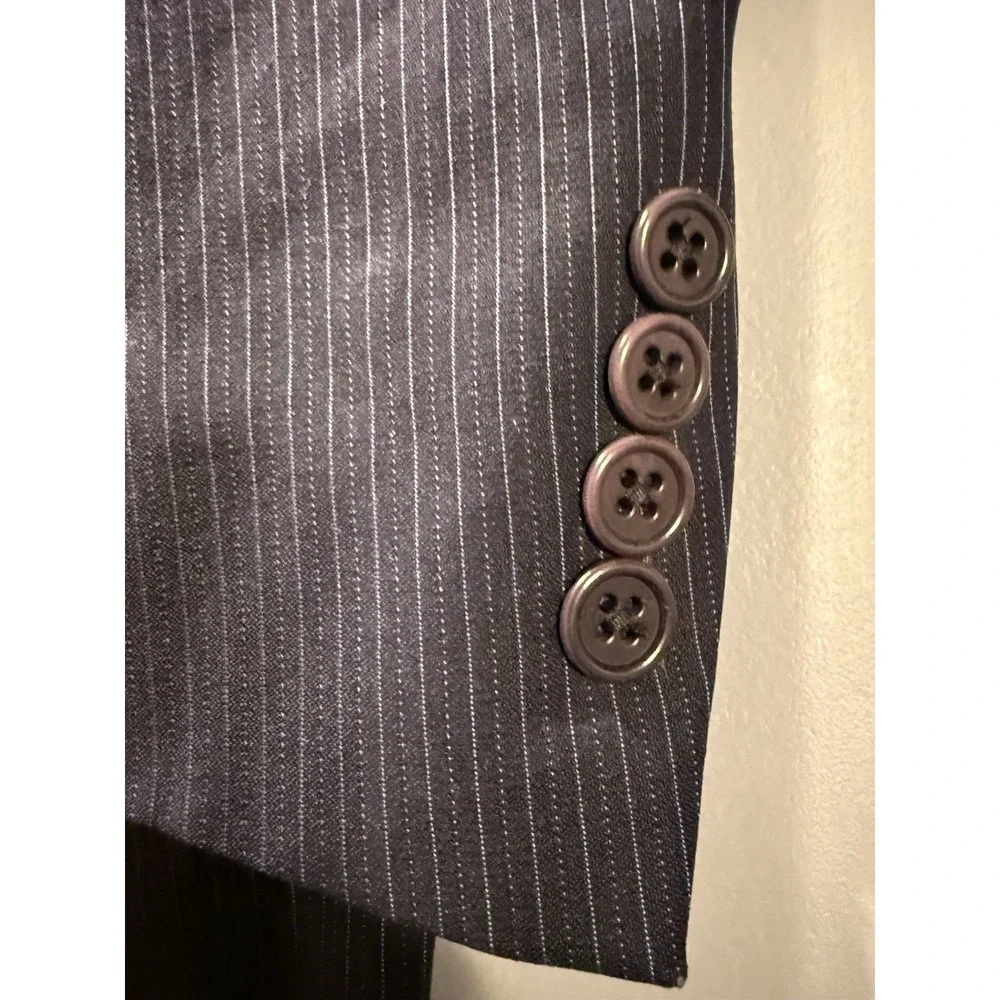 Loro Piana Fabric Men's Navy Pinstripe Blazer‎ Sport Coat 40L Wool Cremieux